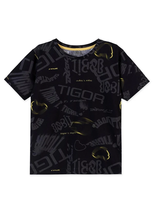 Tigor T Tigre - Camiseta Manga Curta Infantil Preto
