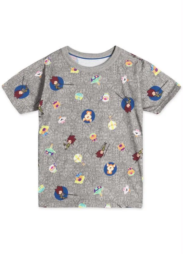 Lilica Ripilica - Camiseta Manga Curta Infantil Unissex Cinza