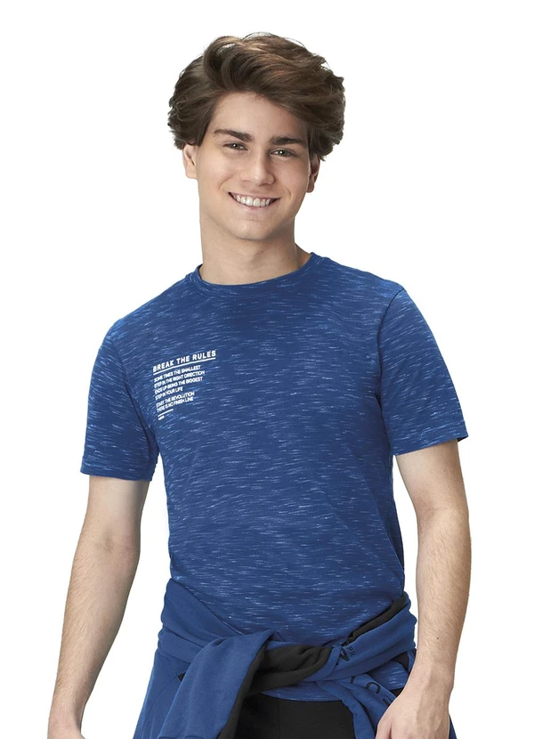 Hapier - Camiseta Manga Curta Juvenil Menino Azul