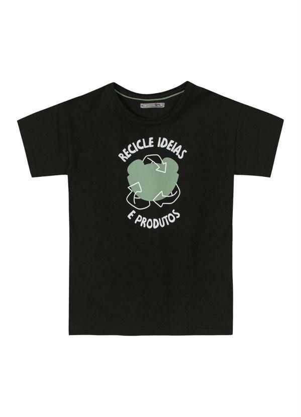 Tigor T Tigre - Camiseta Manga Curta Malha Menino Preto