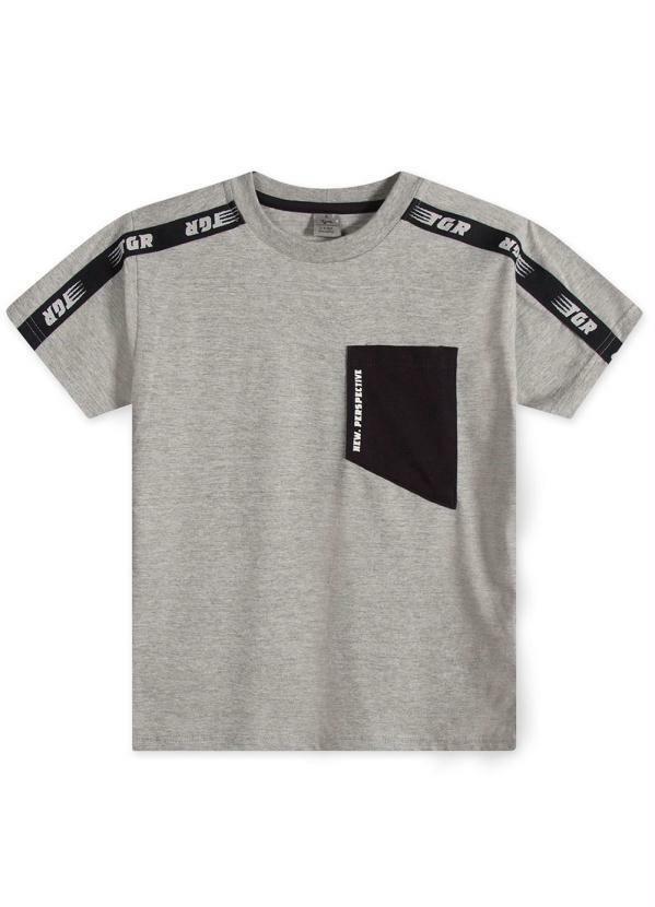 Tigor T Tigre - Camiseta Manga Curta Menino Infantil Cinza