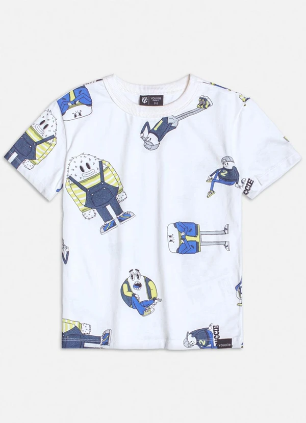 Youccie - Camiseta Manga Curta Off Monster Crew Off White