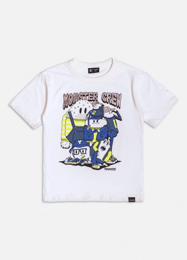 Youccie - Camiseta Manga Curta Off Monster Crew Off White