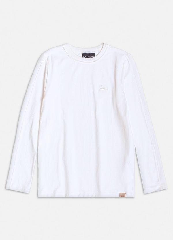 Youccie - Camiseta Manga Longa Básica Off White