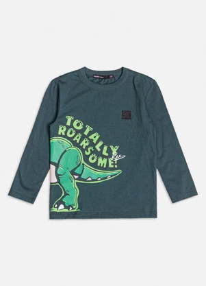 Youccie - Camiseta Manga Longa com Dinossauro Verde - YOUCCIE