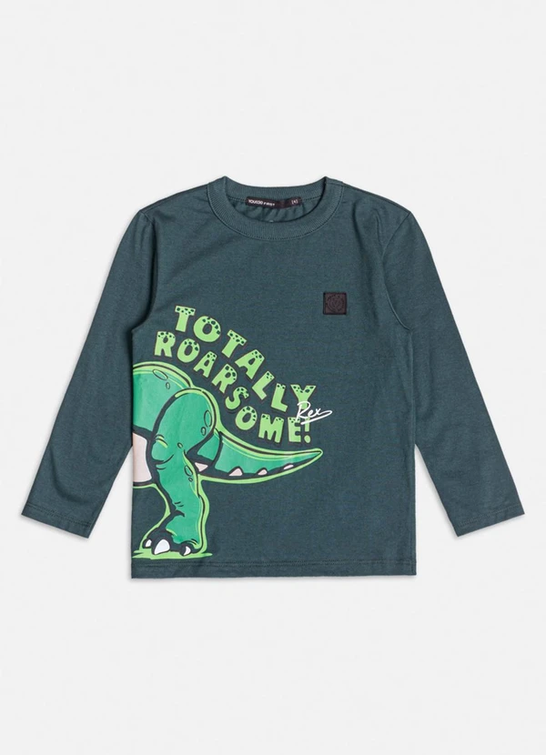 Youccie - Camiseta Manga Longa com Dinossauro Verde 1