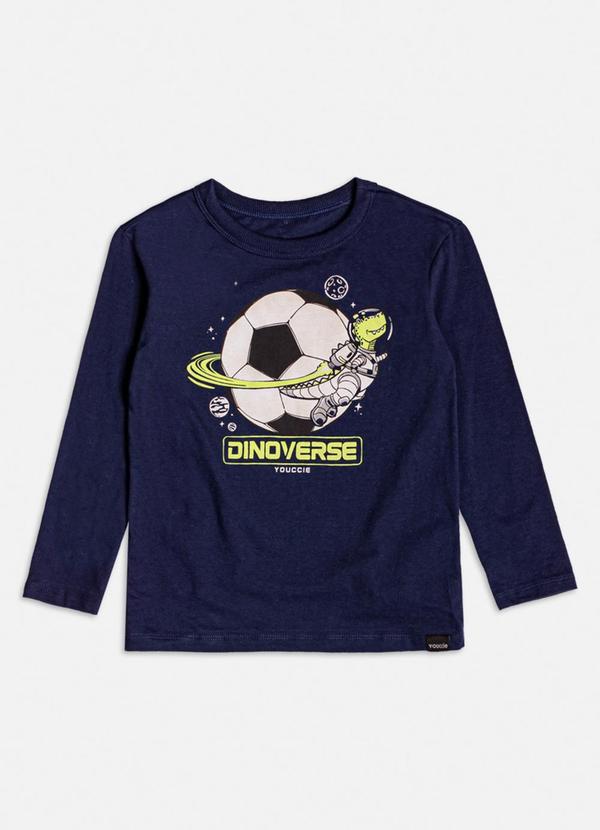 Youccie - Camiseta Manga Longa de Dinoverse Marinho