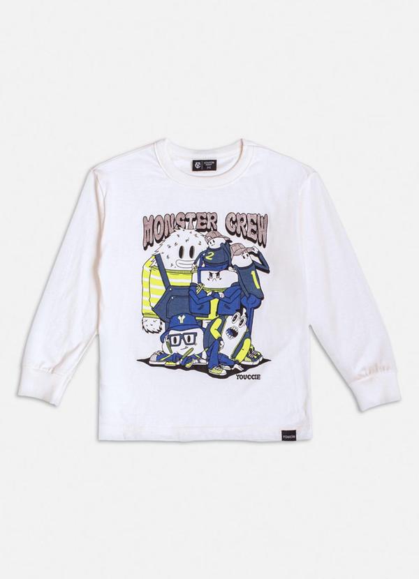 Youccie - Camiseta Manga Longa de Monster Crew Off White