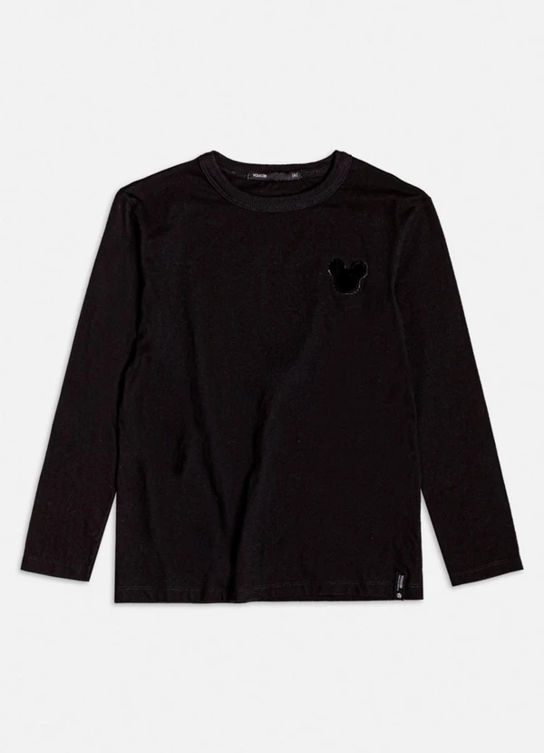 Youccie - Camiseta Manga Longa do Mickey Preto