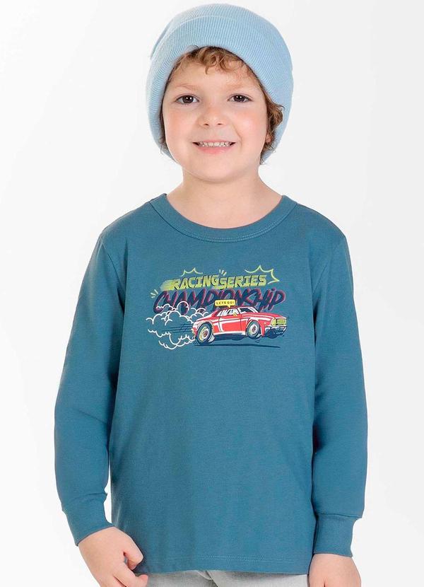 Cativa Kids - Camiseta Manga Longa Estampada Azul