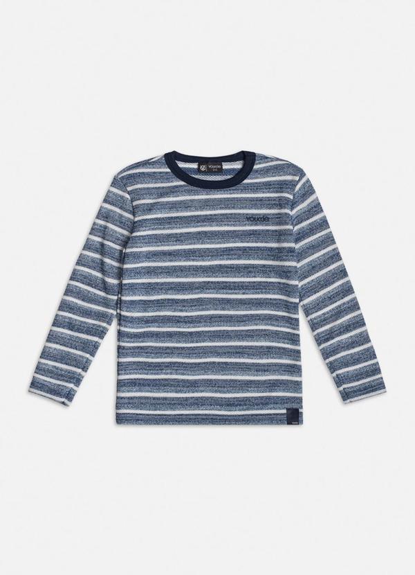 Youccie - Camiseta Manga Longa Infantil Listrada Azul
