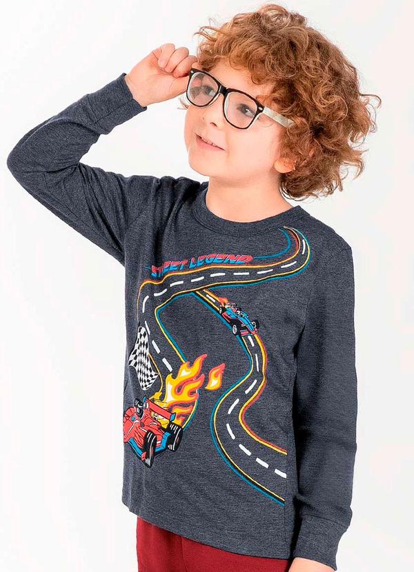 Cativa Kids - Camiseta Manga Longa Masculina Cinza