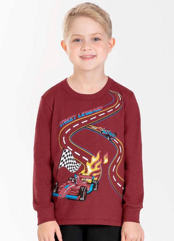 Cativa Kids - Camiseta Manga Longa Masculina Vermelho