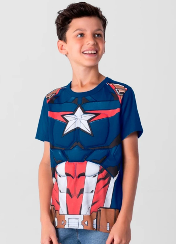 Brandili - Camiseta Marvel Avengers Infantil Menino Azul