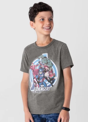 Brandili Camiseta Marvel Avengers Infantil Menino Cinza