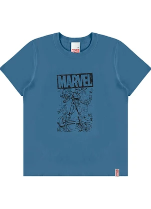 Malwee Kids - Camiseta Marvel em Malha Azul Petróleo - MALWEE KIDS