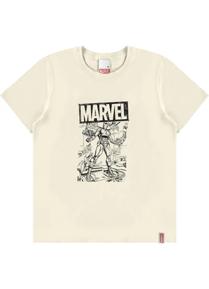 Malwee Kids - Camiseta Marvel em Malha Off White - MALWEE KIDS