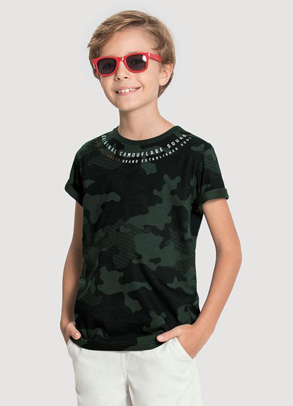 Alakazoo - Camiseta Masculina em Malha Camuflada Verde