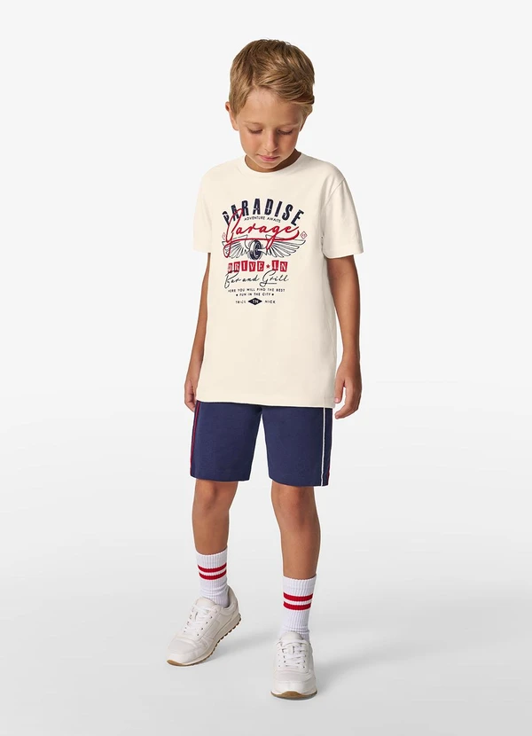 Trick Nick - Camiseta Masculina em Meia Malha Bege