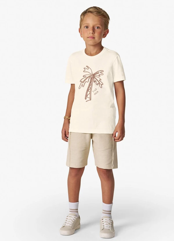 Trick Nick - Camiseta Masculina em Meia Malha Bege 3