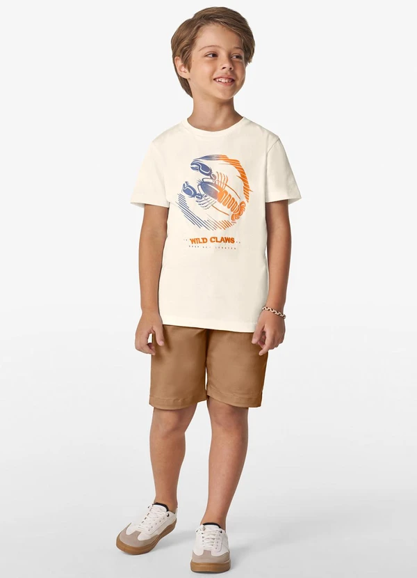 Rovitex - Camiseta Masculina Estampada Bege