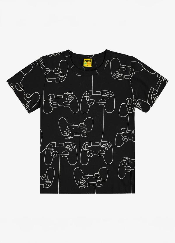 Trick Nick - Camiseta Masculina Estampada Manga Cruta Preto