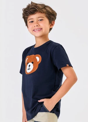Rovitex - Camiseta Masculina Infantil Bordado Azul - ROVITEX