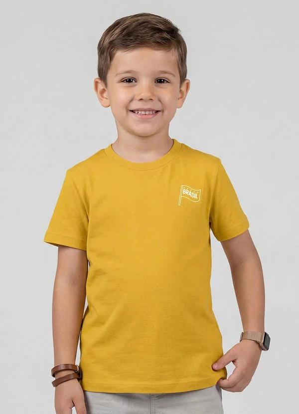 Rovi Kids - Camiseta Masculina Infantil Brasil Amarelo 1
