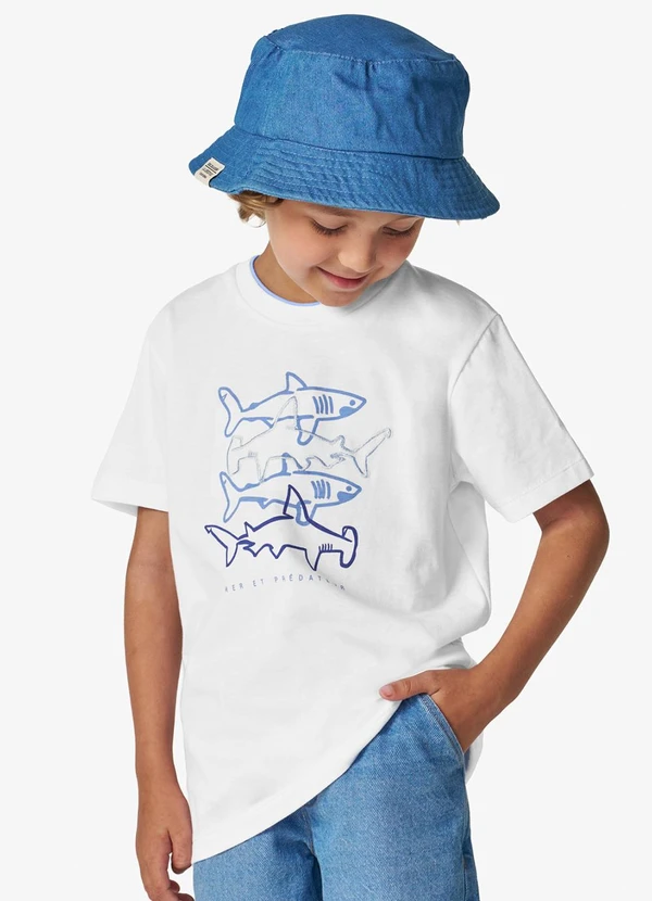 Trick Nick - Camiseta Masculina Infantil com Estampa Branco