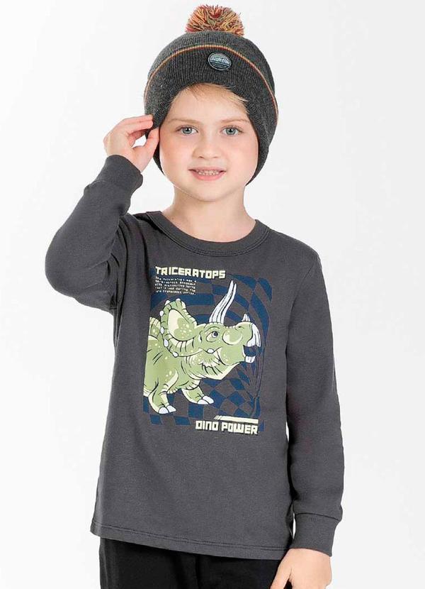 Cativa Kids - Camiseta Masculina Infantil Estilosa Cinza