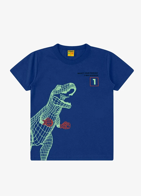 Rovi Kids - Camiseta Masculina Meia Malha Azul