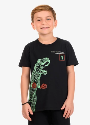 Rovi Kids - Camiseta Masculina Meia Malha Preto - ROVI KIDS
