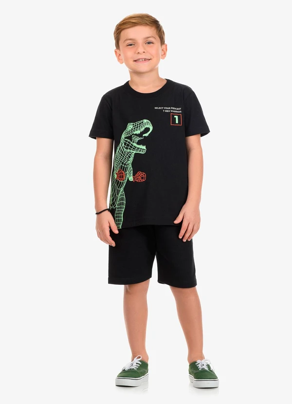 Rovi Kids - Camiseta Masculina Meia Malha Preto 3