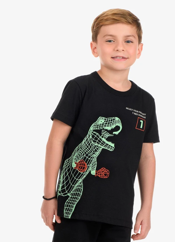 Rovi Kids - Camiseta Masculina Meia Malha Preto 4