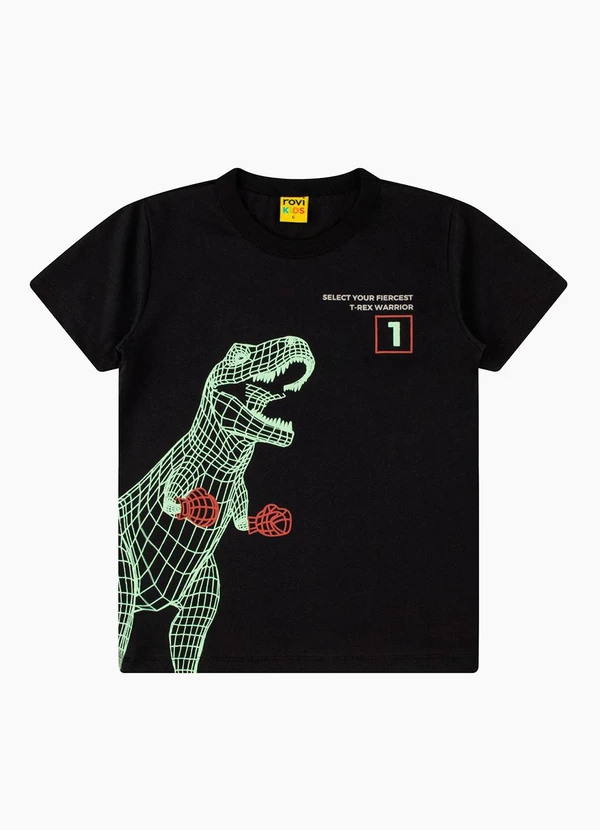 Rovi Kids - Camiseta Masculina Meia Malha Preto 5