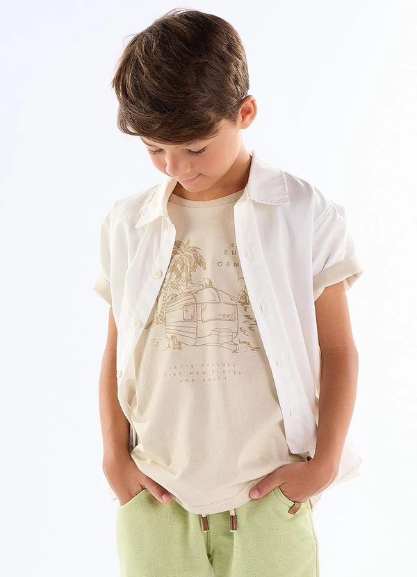 Pulla Bulla - Camiseta Meia Malha Bege