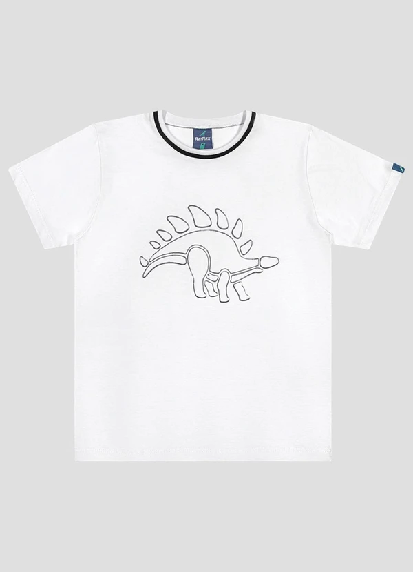 Reirex - Camiseta Meia Malha com Estampa Embossing Branco