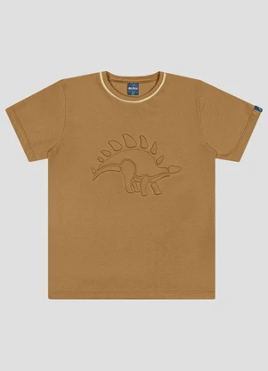 Reirex - Camiseta Meia Malha com Estampa Embossing Marrom - REIREX