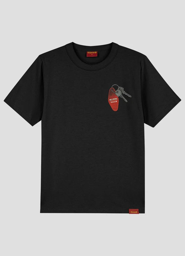 Based. - Camiseta Meia Malha Estampa Frente Costas Preto