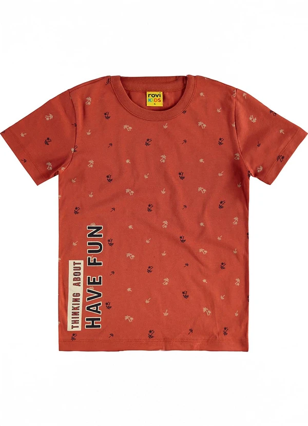 Rovi Kids - Camiseta Meia Malha Infantil Masculina Laranja