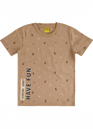 Rovi Kids - Camiseta Meia Malha Infantil Masculina Marrom - ROVI KIDS