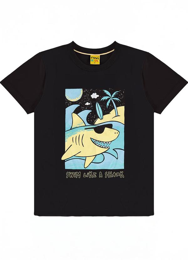 Rovi Kids - Camiseta Meia Malha Infantil Masculina Preto