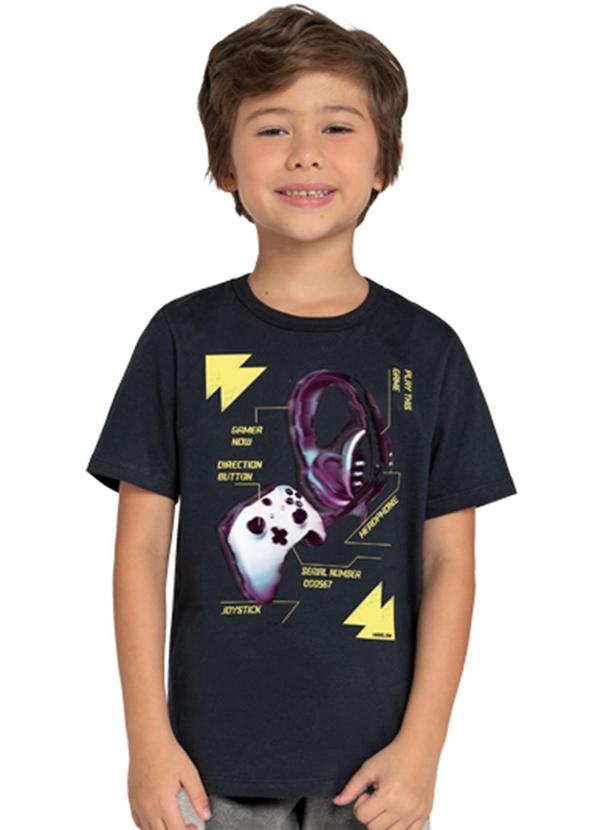 Marlan - Camiseta Meia Malha Penteada Estampa Cinza