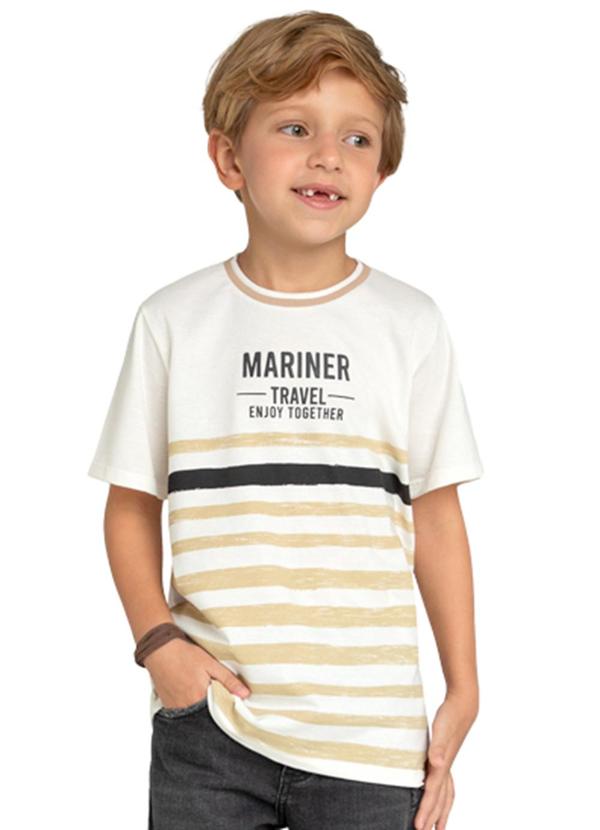 Marlan - Camiseta Meia Malha Penteada Mariner Bege