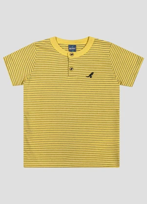 Reirex - Camiseta Meia Malha Trabalhada Listrada Amarelo - REIREX