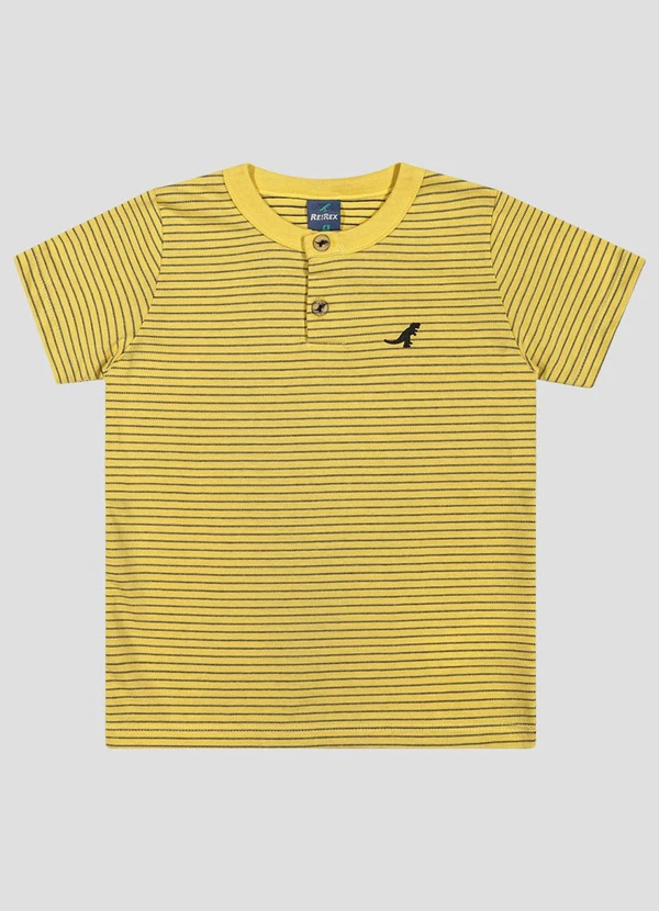 Reirex - Camiseta Meia Malha Trabalhada Listrada Amarelo