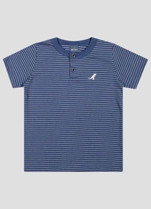 Reirex - Camiseta Meia Malha Trabalhada Listrada Azul - REIREX