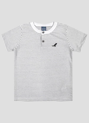 Reirex - Camiseta Meia Malha Trabalhada Listrada Branco - REIREX
