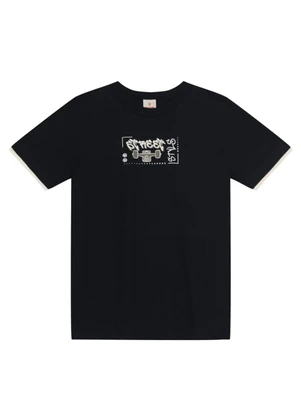 Brandili - Camiseta Menino com Aplique de Skate Preto - BRANDILI