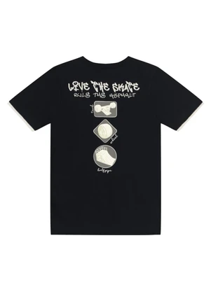 Brandili - Camiseta Menino com Aplique de Skate Preto - BRANDILI